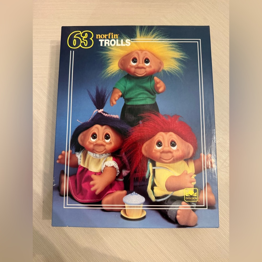 Trolls Trio Golden Norfin Puzzle 1992 Vintage 90s Toy Yellow Red Blue 63 pieces